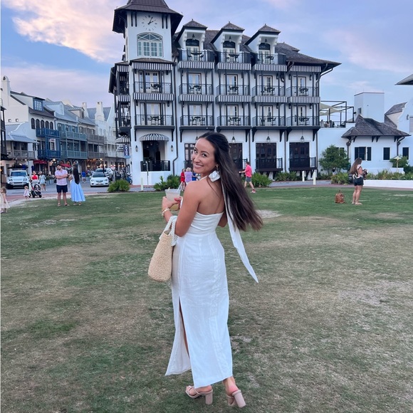 Danielle Linen Midi Dress in Cream- XS - Picture 3 of 3